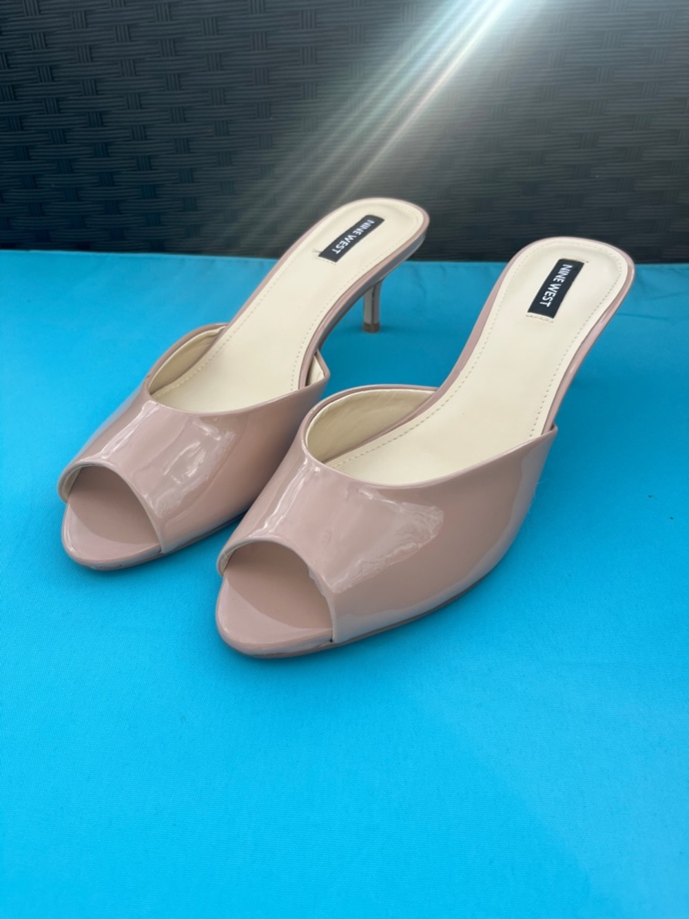 Nine West Blush Patent Leather Open-Toe Mules